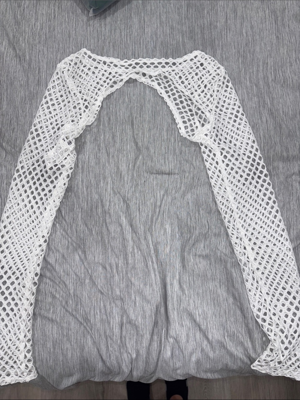 SHEIN White Fishnet Long Sleeve Shrug
